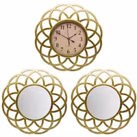 ساعت دیواری کوارتز QUARTZ و 2 قاب آینه طلایی کد 524