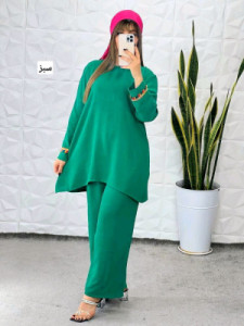 مانتو شلوار زنانه ابروبادی مدل ست آستین منگوله ابروبادی ی ست عالی بیرونی