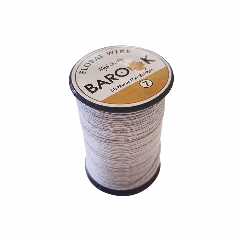 سیم گلسازی باروک مدل روکش دار سایز 7 (رنگ سفید)