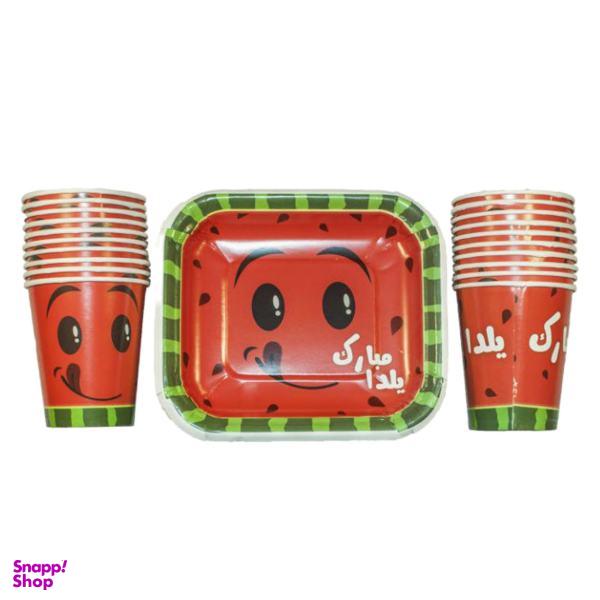 پیش دستی و لیوان یکبار مصرف طرح یلدا مجموعه 40 عددی