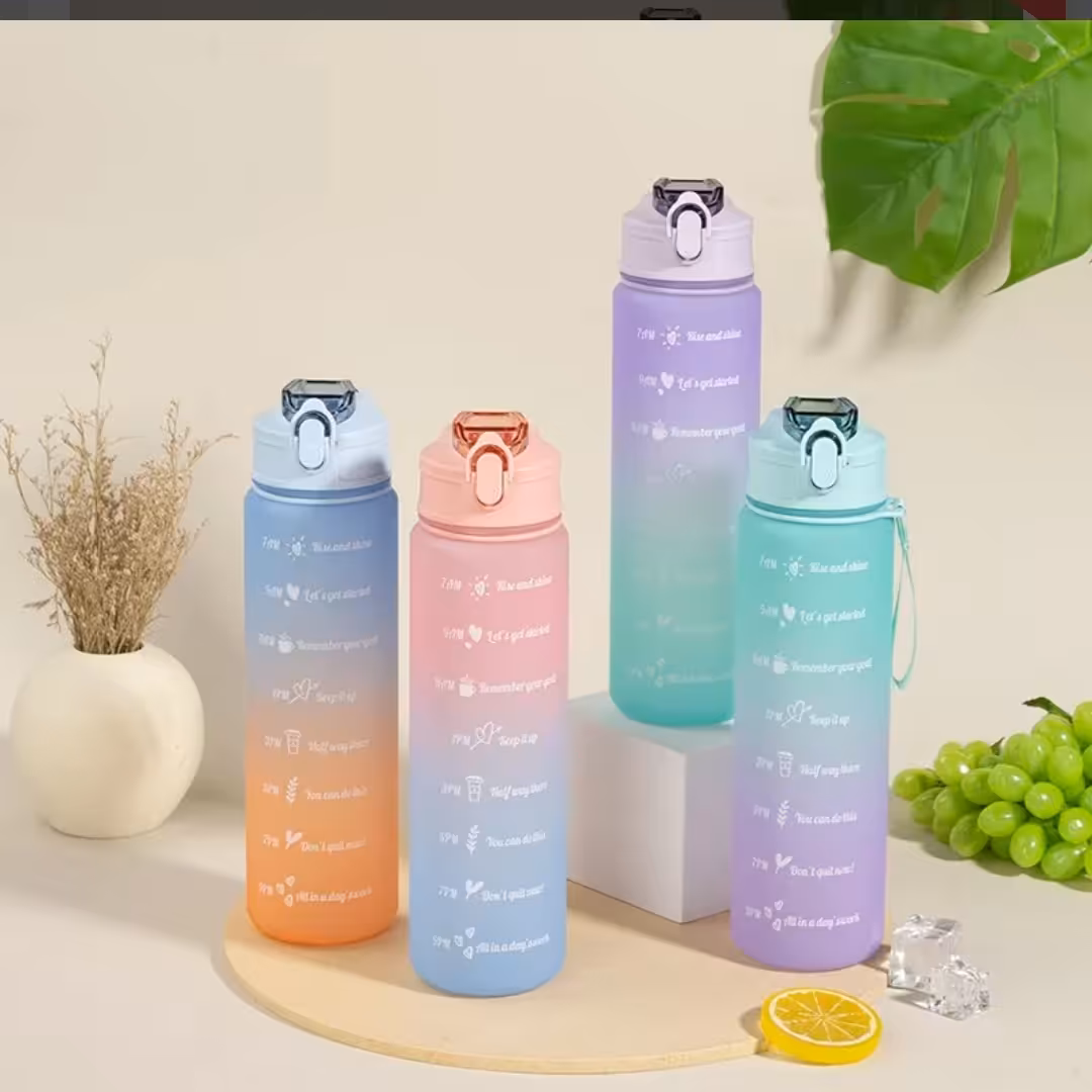 بطری آب پاستیلی فانتزی  رنگین کمانی 1لیتری