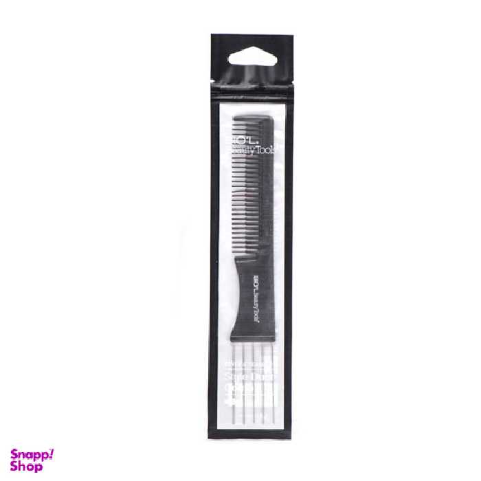 شانه مو بیول (Biol) مدل تخت متوسط با دسته و چنگک تقسیم و تمیز کن رنگ مشکی