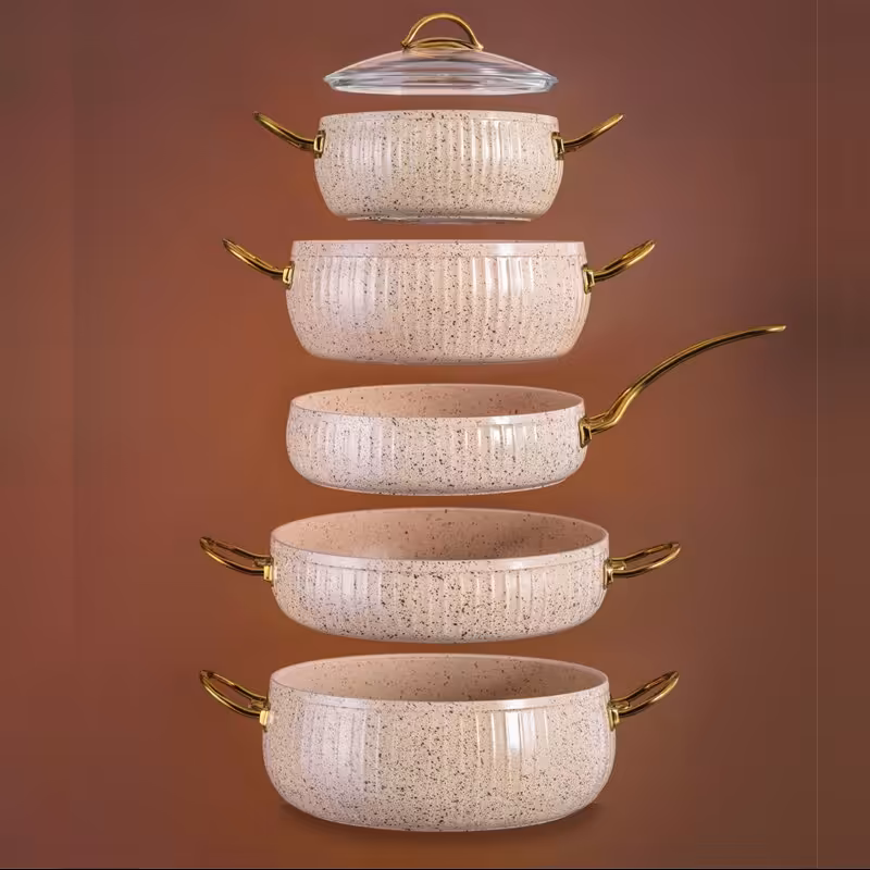 سرویس پخت و پز 10 پارچه اویز مدل سلین رنگ کرم