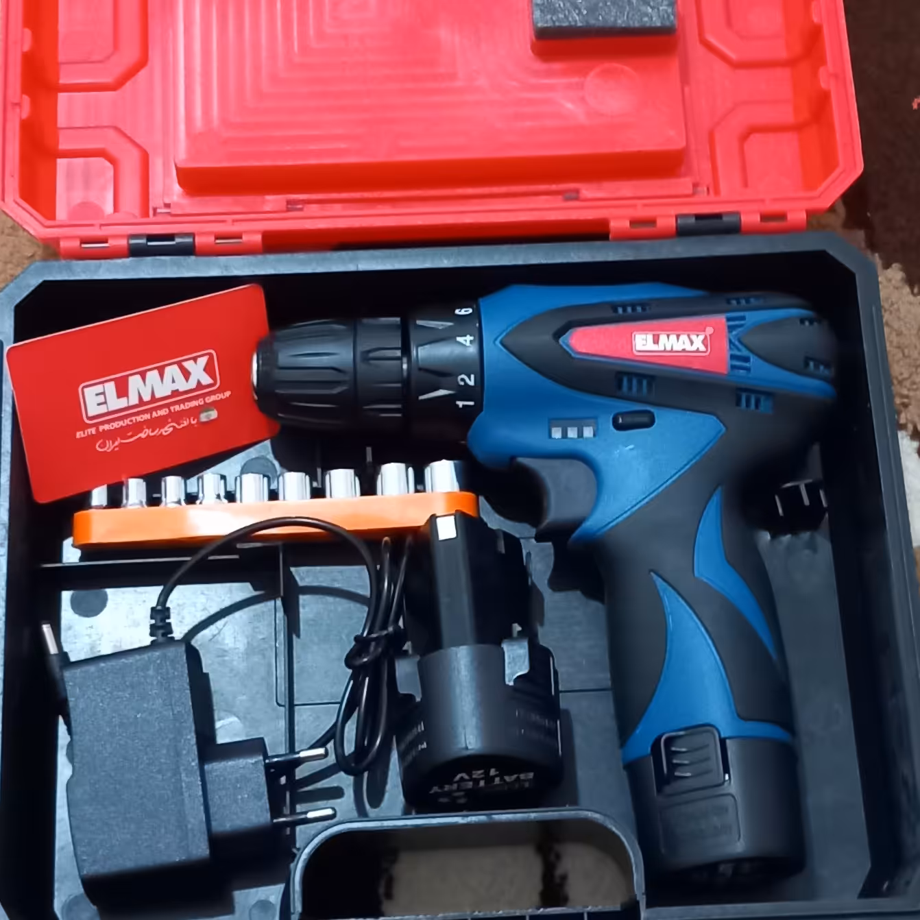 دریل شارژی 12 ولت 2 باطری المکس کد 210 با گارانتی 24 ماهه