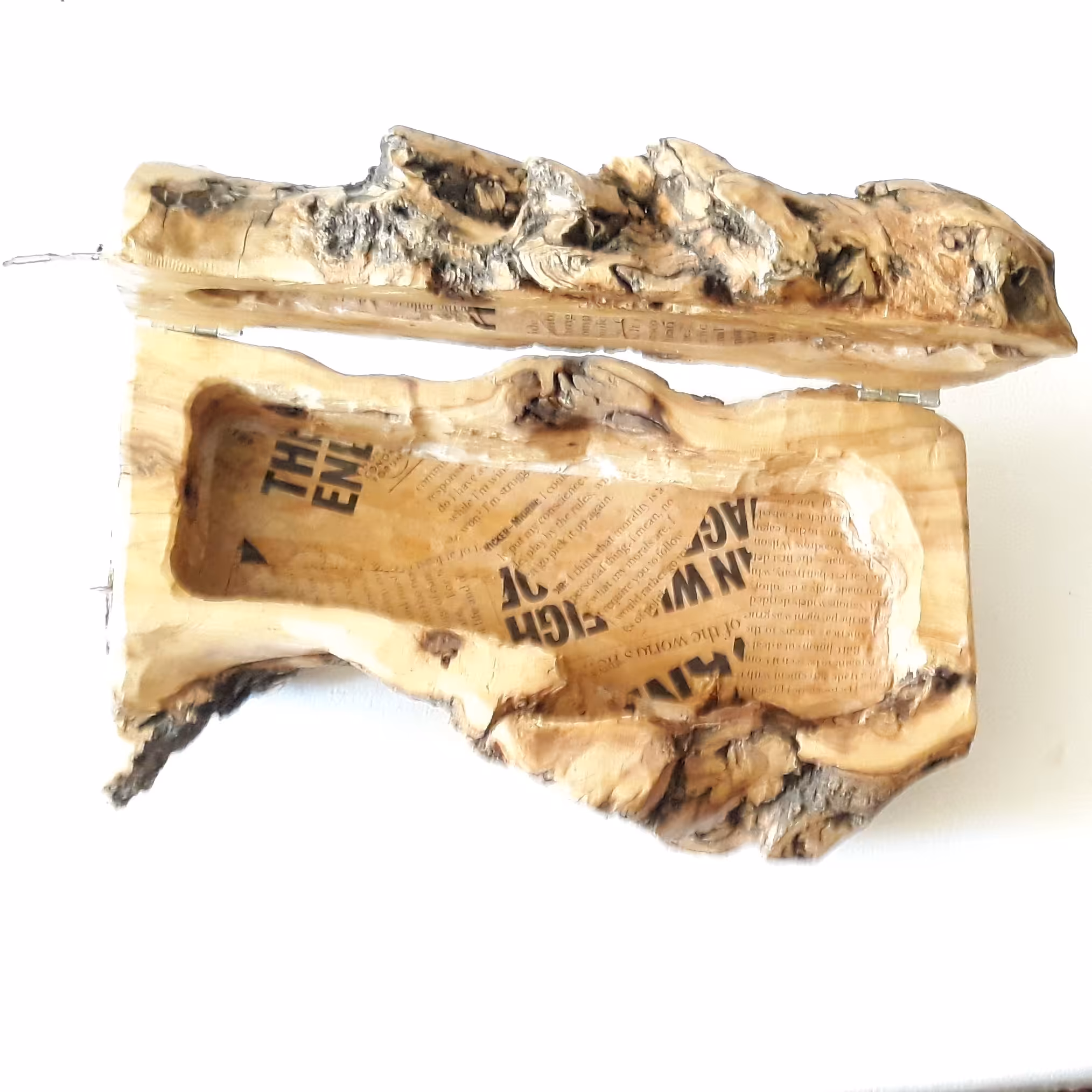 جعبه بزرگ روستیک چوبی طبیعی 3 جاجواهری بزرگ دستساز از تنه طبیعی درخت چوبکده بید سفید 