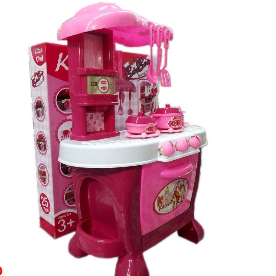 ست آشپزخانه اجاق گاز و سینک سوپری 25 قطعه دخترانه « اسباب بازی سرویس اجاق گاز سوپر بزرگ »