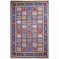 گلیم ماشینی افرند کد 9905 زمینه سرمه ای (شش متری)