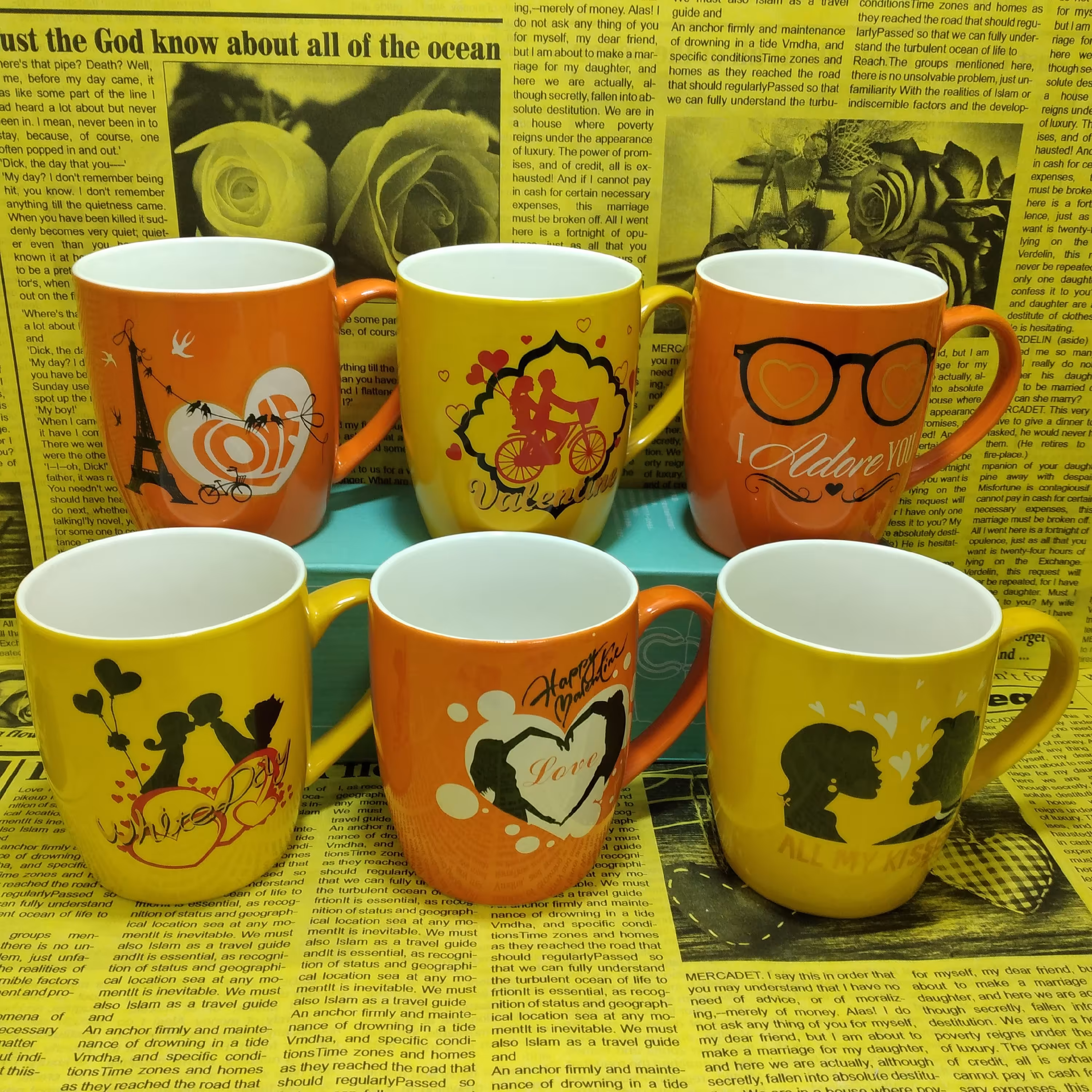 ماگ سرامیکی زرد و نارنجی