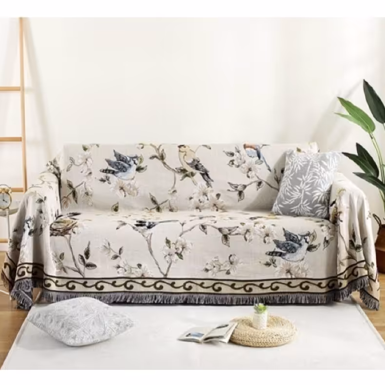 کاور و شال مبل الیاف طبیعی ابعاد 180 در 340 سانتی متر طرح بوستان