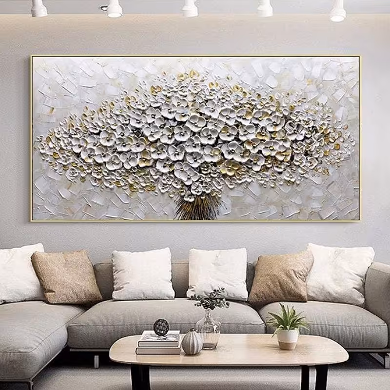 تابلو نقاشی گل برجسته در ابعاد 70در 120