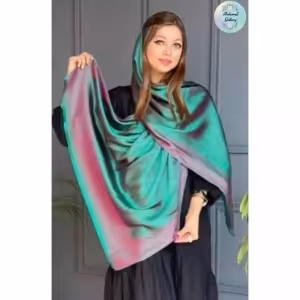 شال بامبو سبزسرخابی دورو براق مناسب چهارفصل