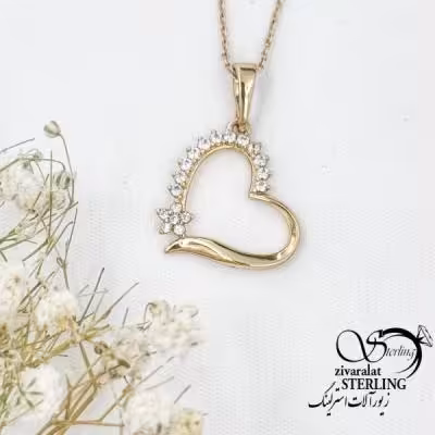 گردنبند قلب ژوپینگ گلدار کد 17657