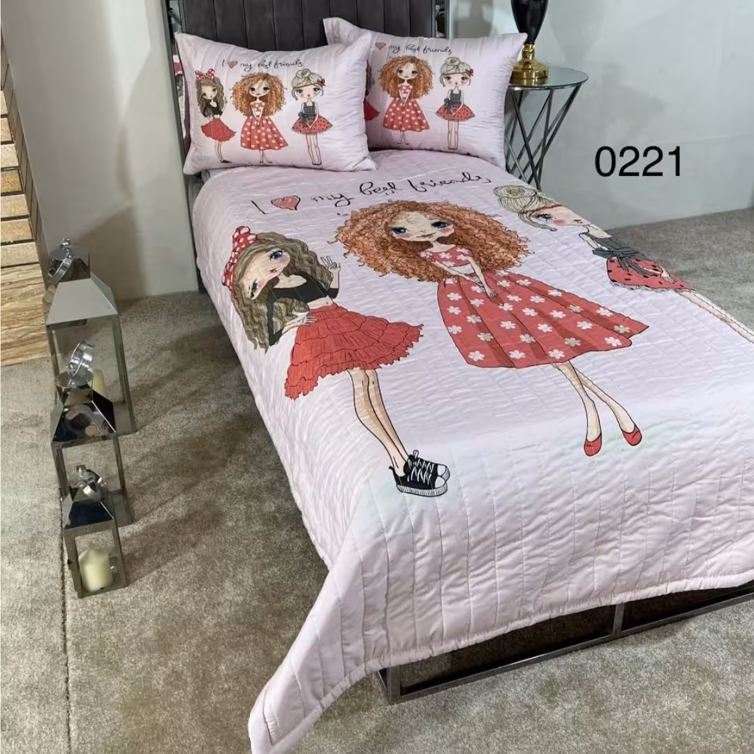 روتختی یک نفره چاپ دیجیتال سه بعدی سه تکه Three beautiful girls(ضمانت پرز ورنگ )