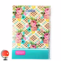 دفتر زبان سیمی دو خط 100 برگ برند آونگ طرح گل صورتی