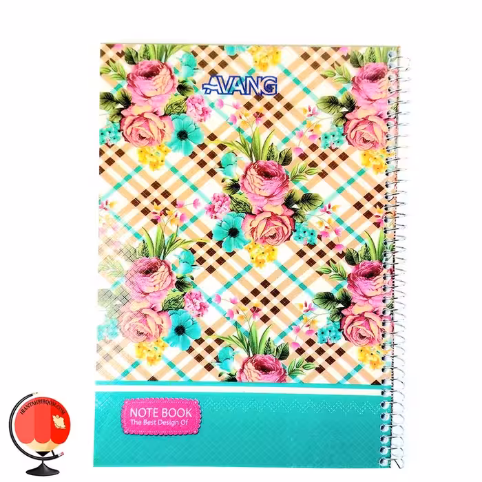 دفتر زبان سیمی دو خط 100 برگ برند آونگ طرح گل صورتی