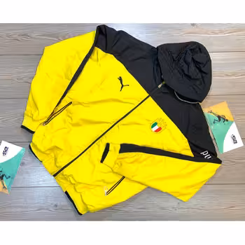 کاپشن خز دار ایتالیا رنگ مشکی زرد