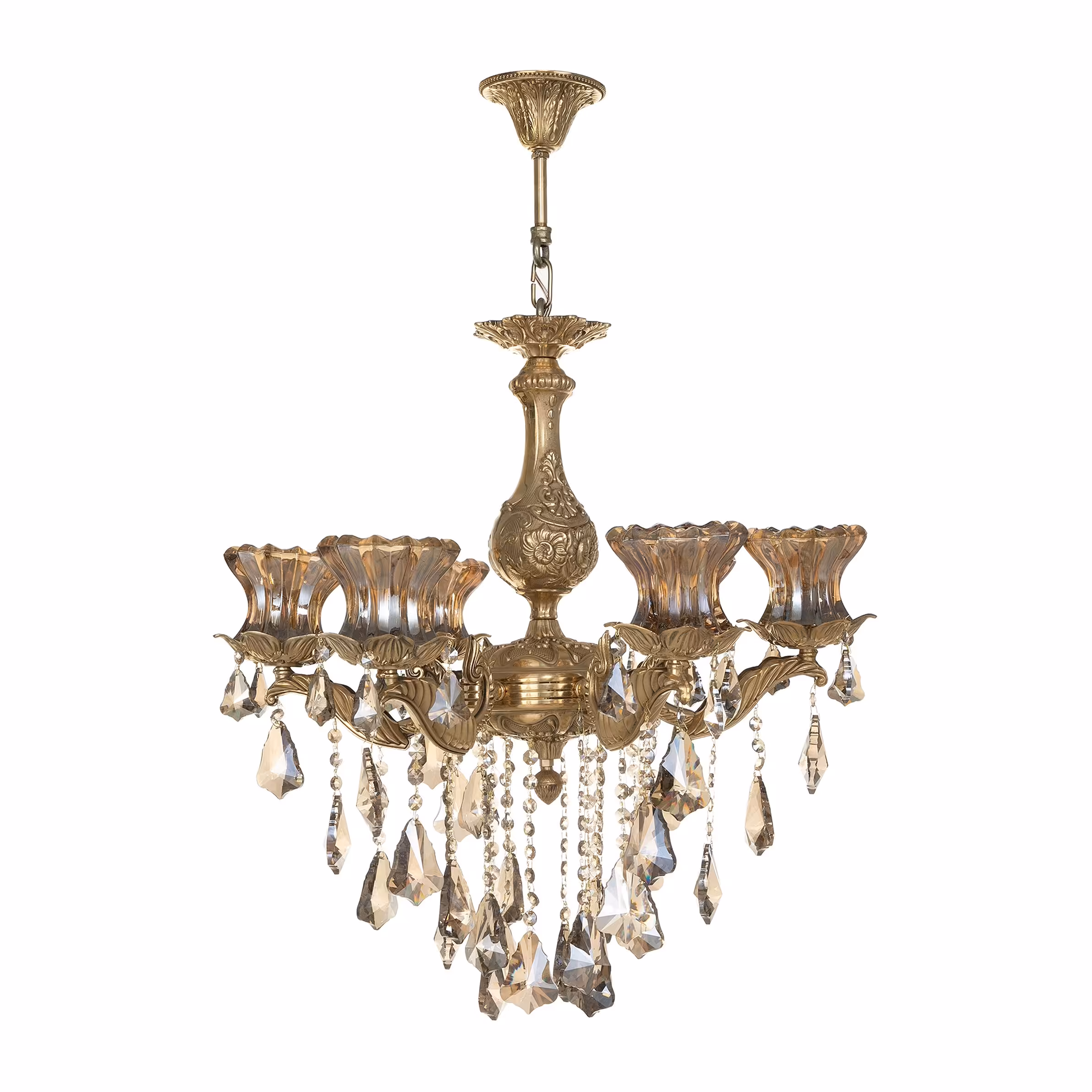 لوستر 6 شعله کلاسیک  برنزی شاهان کد 8051 جنس برنز گارانتی 3 ساله 