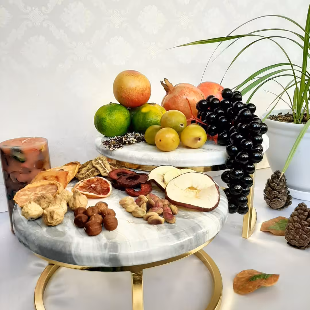 استند پذیرایی دوقلو طرح سنگ مرمر