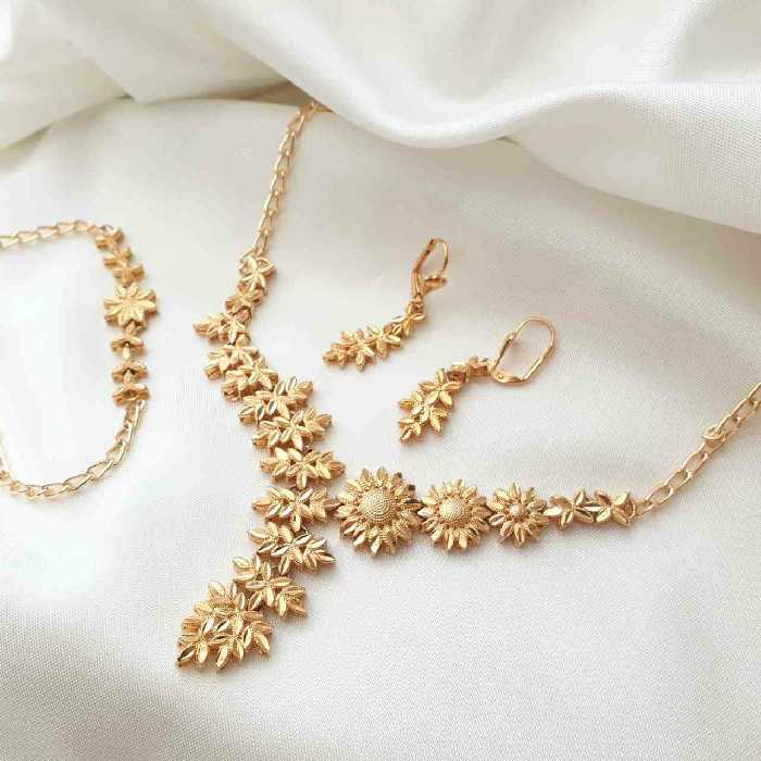 ست زیتونی همراه دستبند  ابکاری طلا