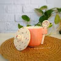 ماگ دردار کاسه قاشق سرامیکی کادویی دخترونه گلدار بهاری دمنوش