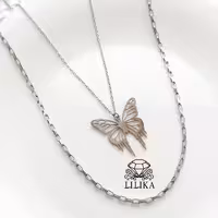 ست گردنبند پروانه لونا و زنجیر آجری