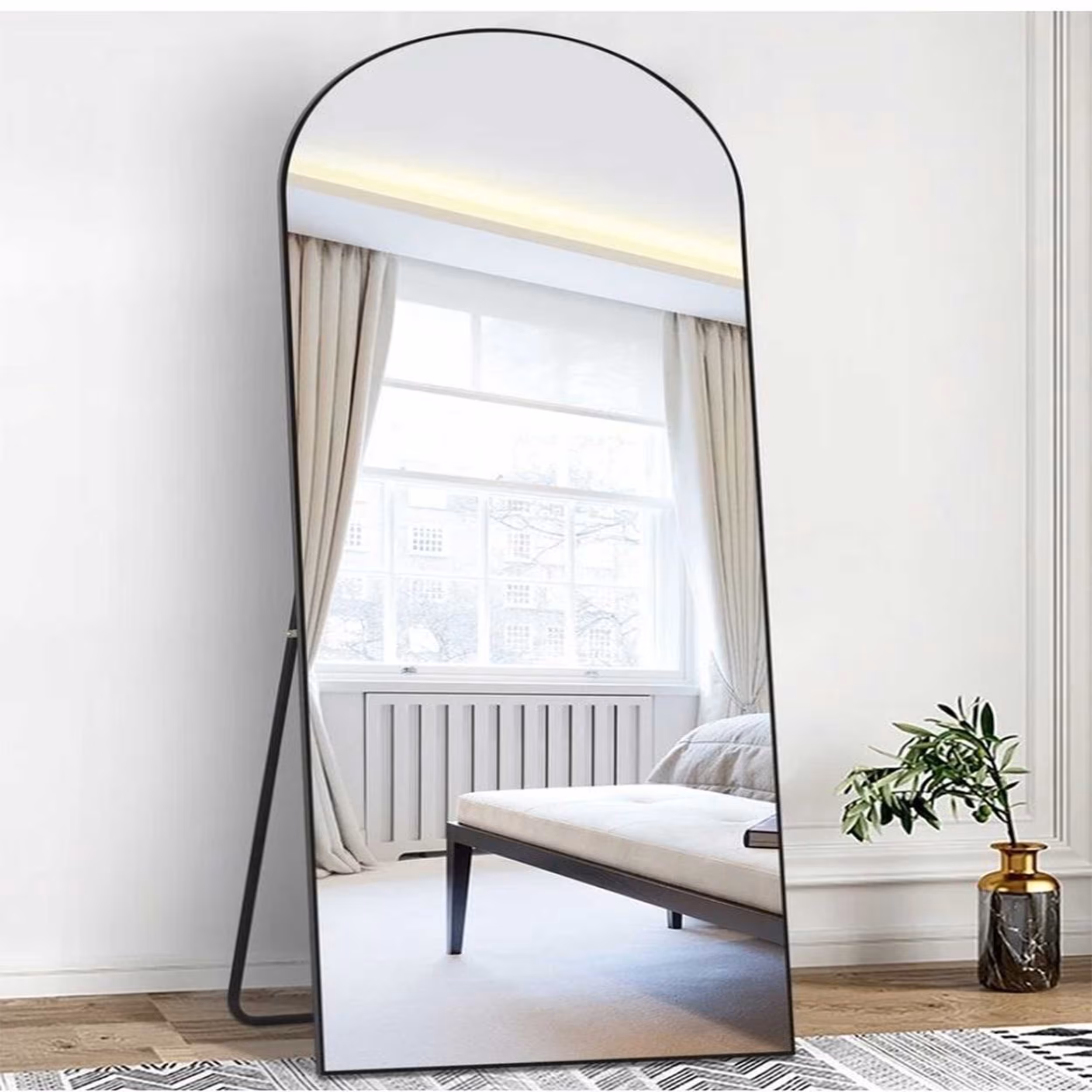 آینه قدی گنبدی فلزی پایه دار سایز 180-MAN-80