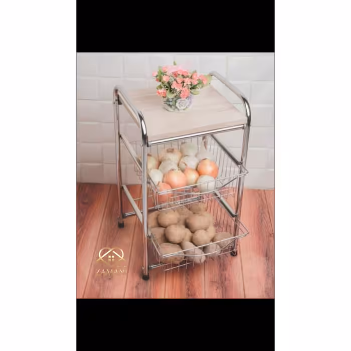 جا پیازی کشویی دو طبقه استیل 