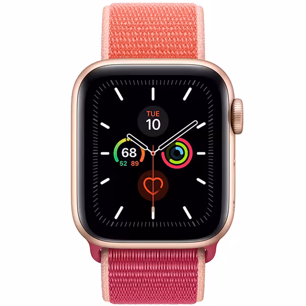 سری 5 اسپرت مردانه 44 میلیمتری Gold Aluminum Case with Pomegranate Sport Loop - Hiapple.ir