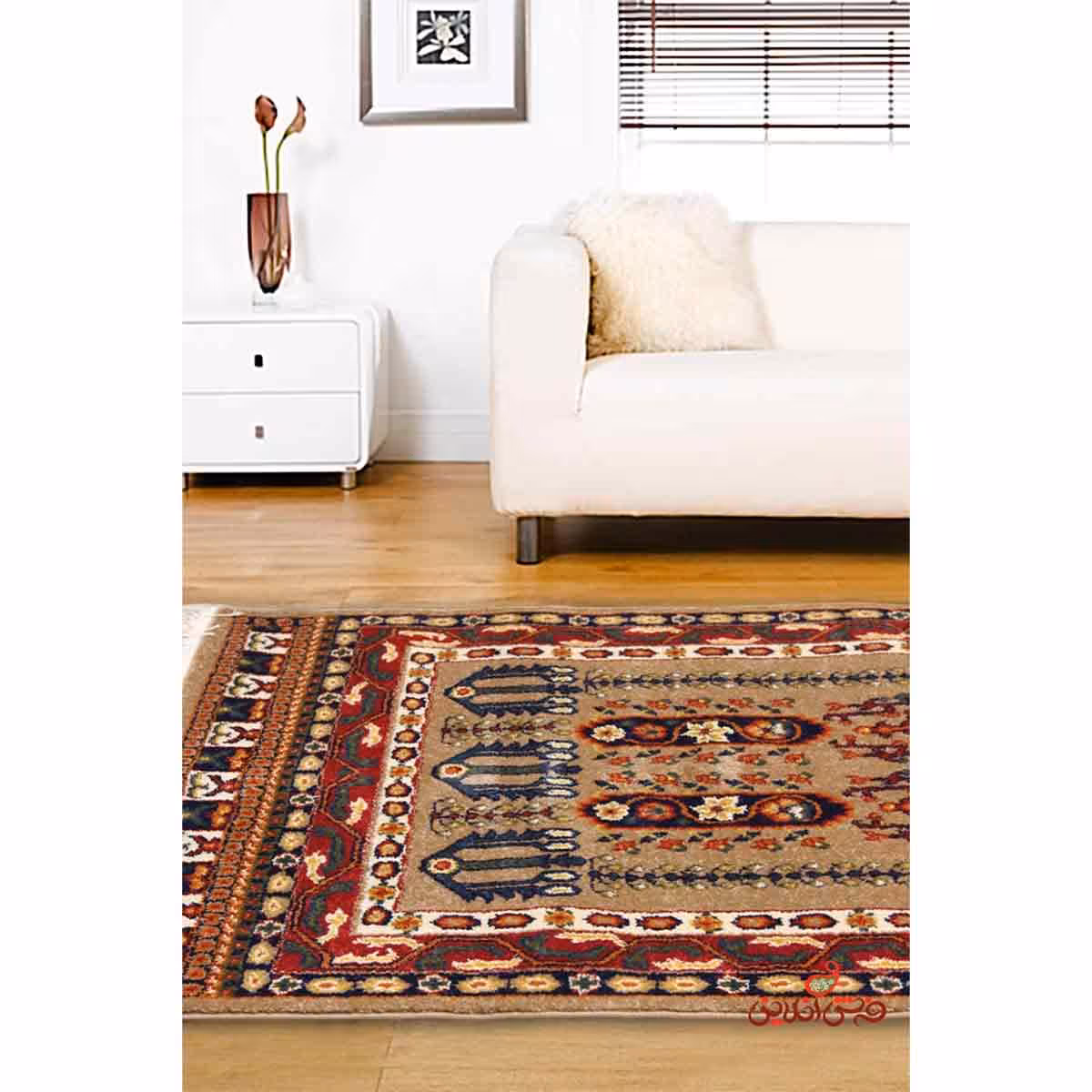 فرش ماشینی ساوین طرح بهرخ شکلاتی