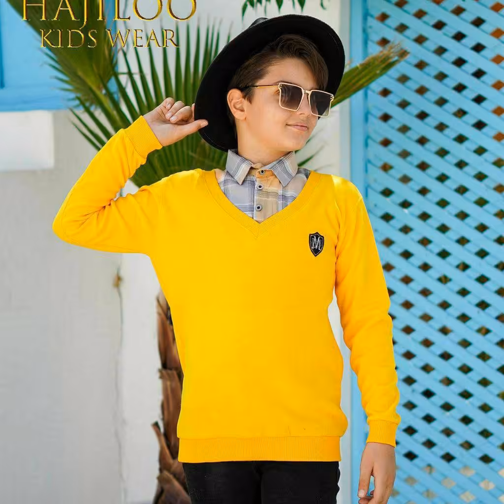 بلوز تک پسرانه یقه دار