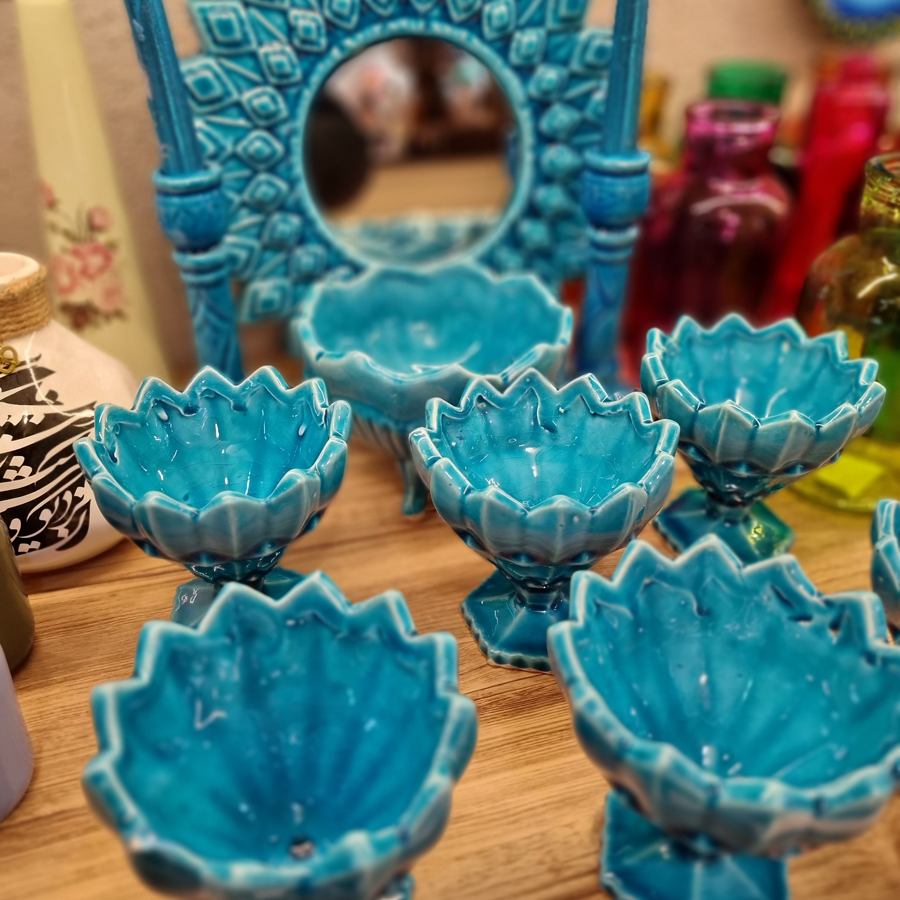 سفره هفت سین سرامیکی فیروزه ای