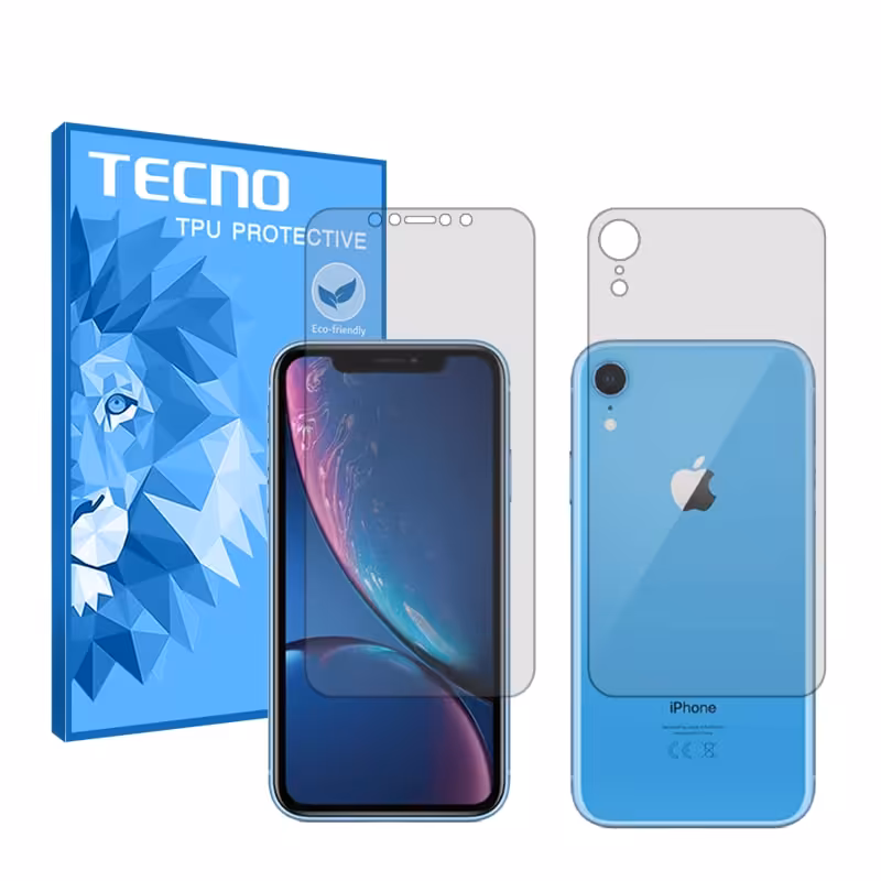 گلس صفحه نمایش و پشت گوشی اپل iPhone XR مدل هیدروژلی شفاف برند تکنو کد SS