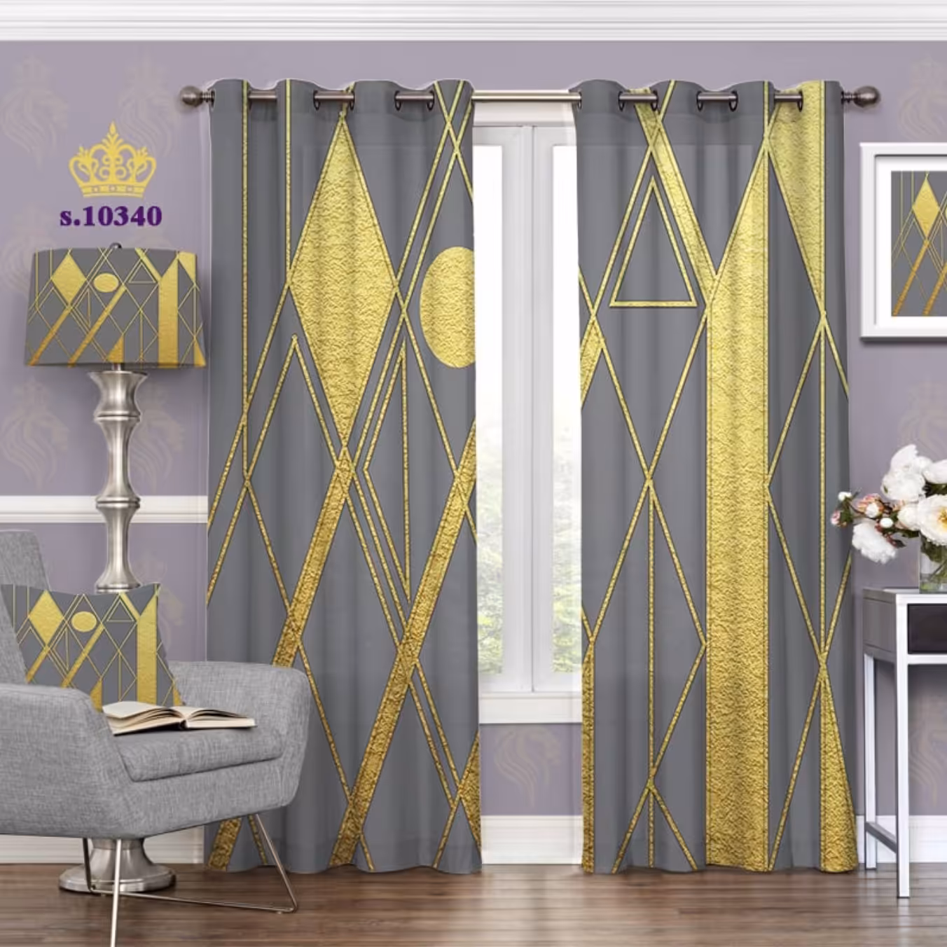 پرده پذیرایی دو قواره پانچ آماده فانتزی کد s10340