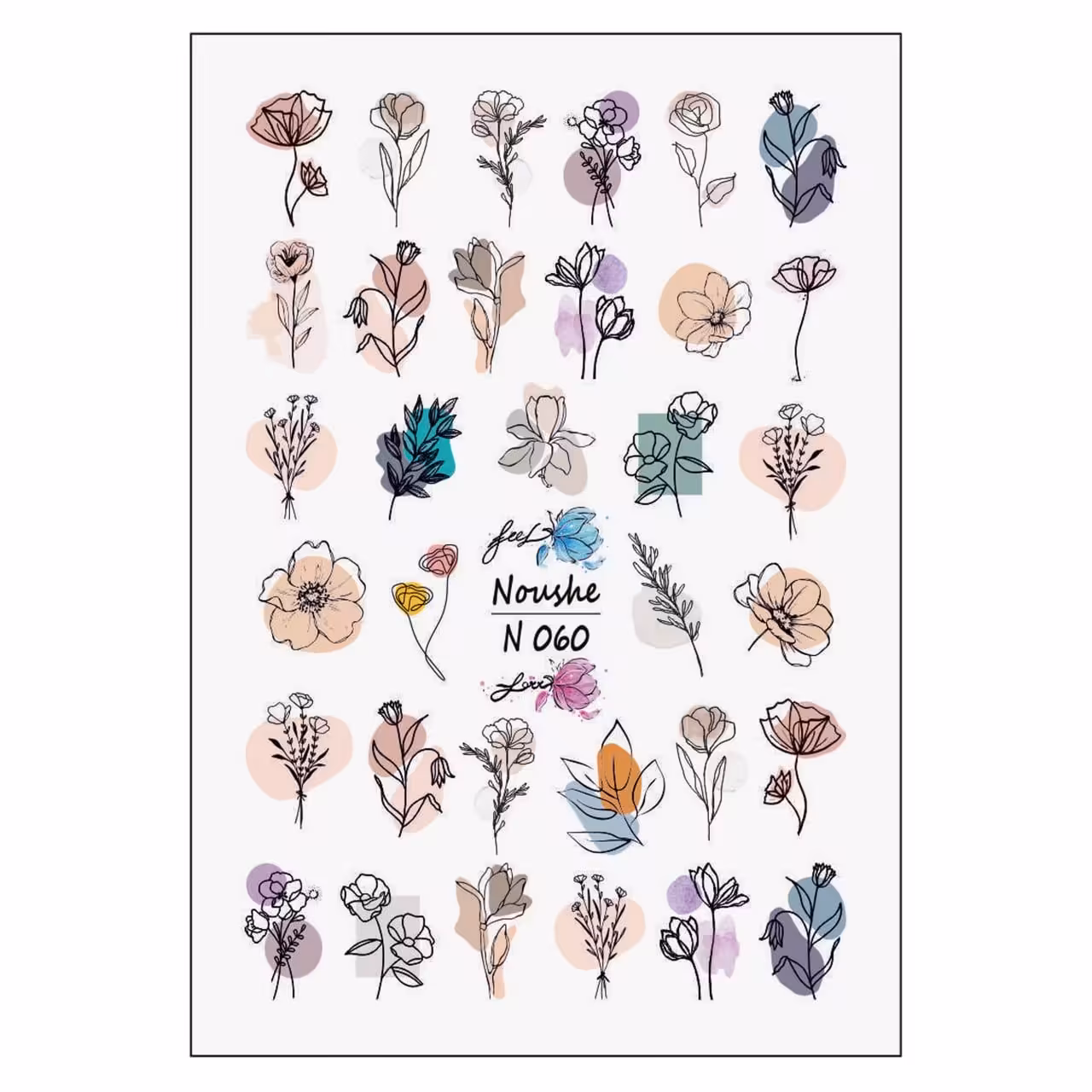 لنز ناخن نوشه مدل گل بهاری کد N060