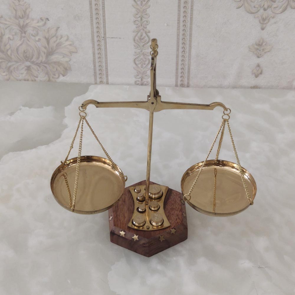 ترازو برنجی هندی مدل کفه ای 50 گرمی کد 4424 ( ترازوی برنزی هندی)