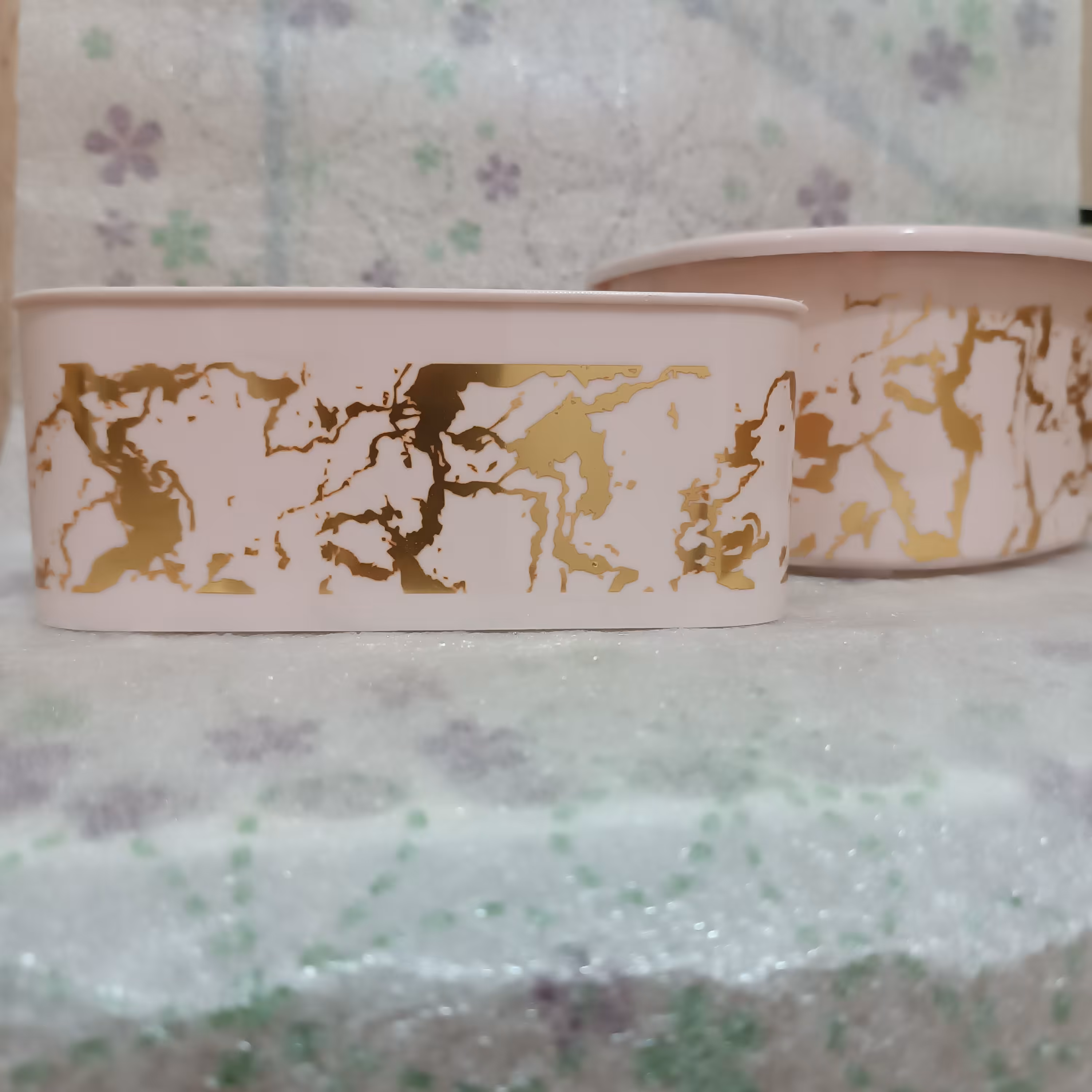 ست تفاله گیر و جا اسکاج ماربل، رنگ کرپ روکش طلایی