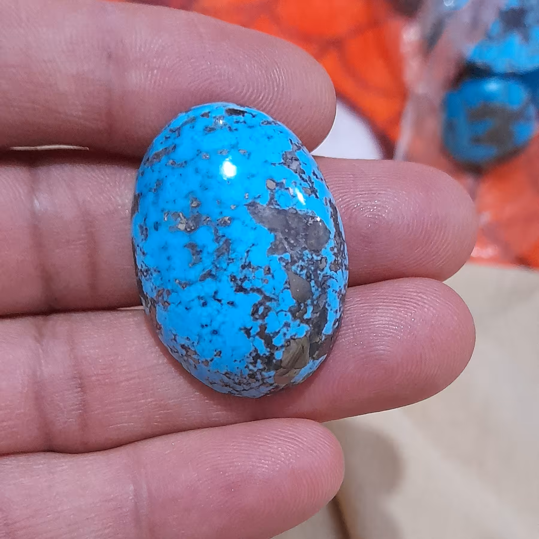 فیروزه خوش خط و خال ناب درشت نگین 