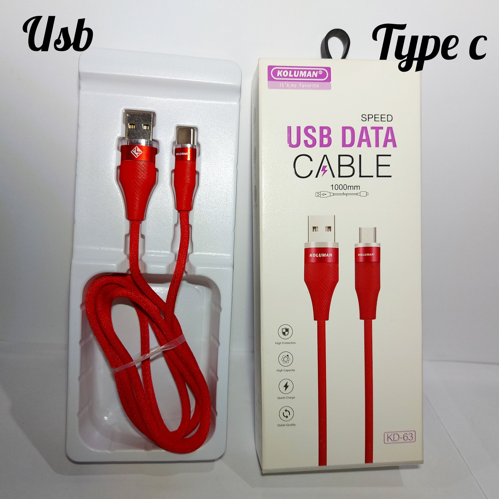 کابل قدرتمند کلومن  شارژ سریع فست تایپ سی type c مناسب سامسونگ و شیائومی  و ...