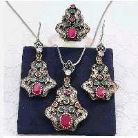 نیم ست نقره عثمانی سنگ اصل و طبیعی 