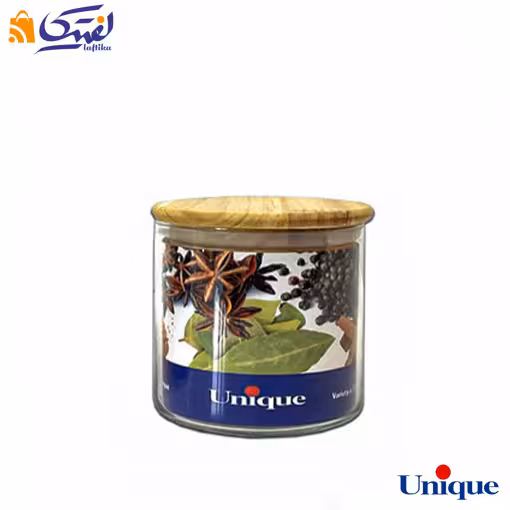 ظرف ادویه شیشه ای یونیک 8 سانتی متری درب چوبی UN-1315
