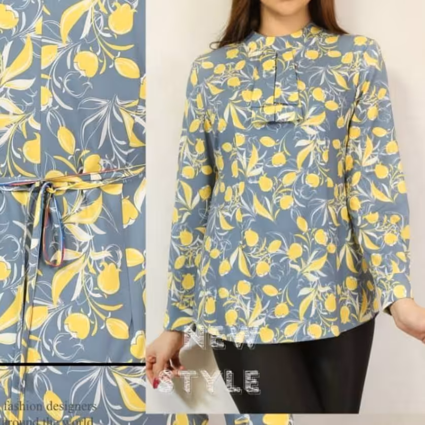 شومیز کرپ حریر طرح دار