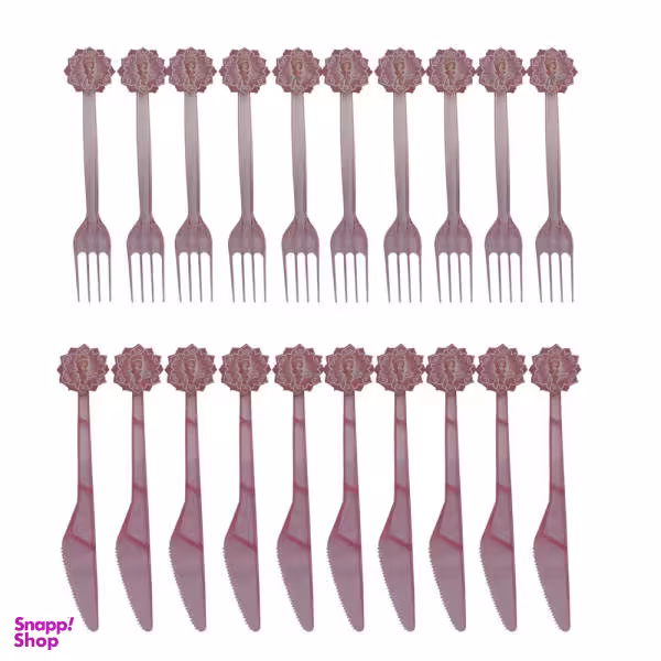 کارد و چنگال یکبار مصرف مدل دختر توت فرنگی مجموعه 20 عددی