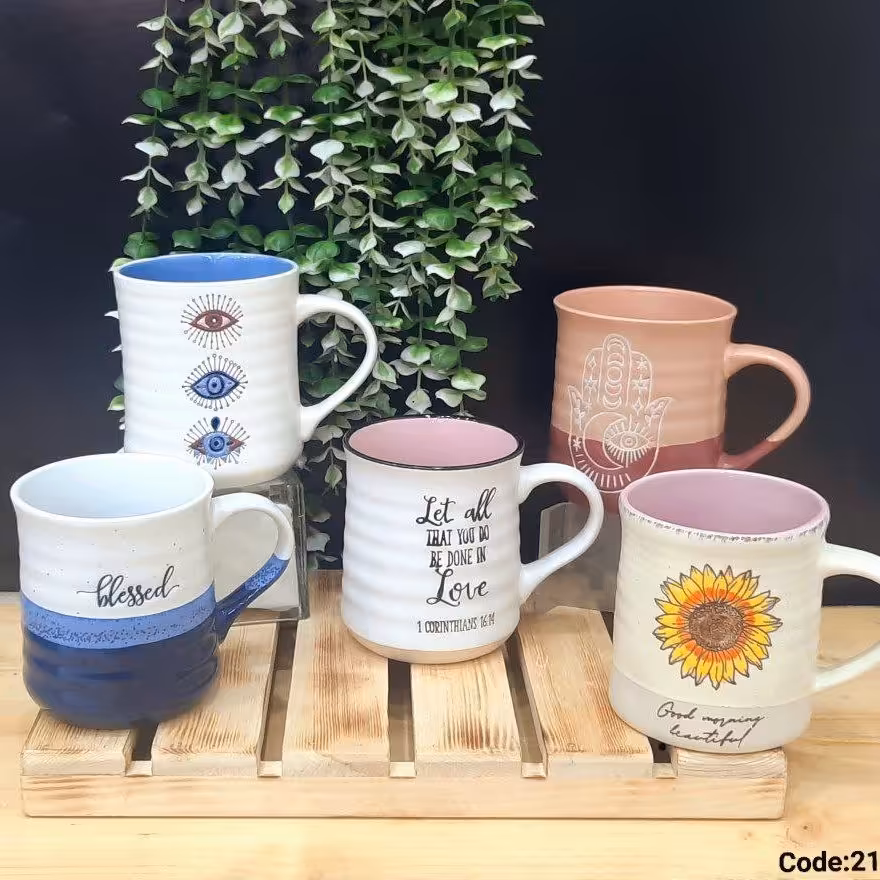 ماگ سرامیکی  بزرگ بدنه راه راه خارجی