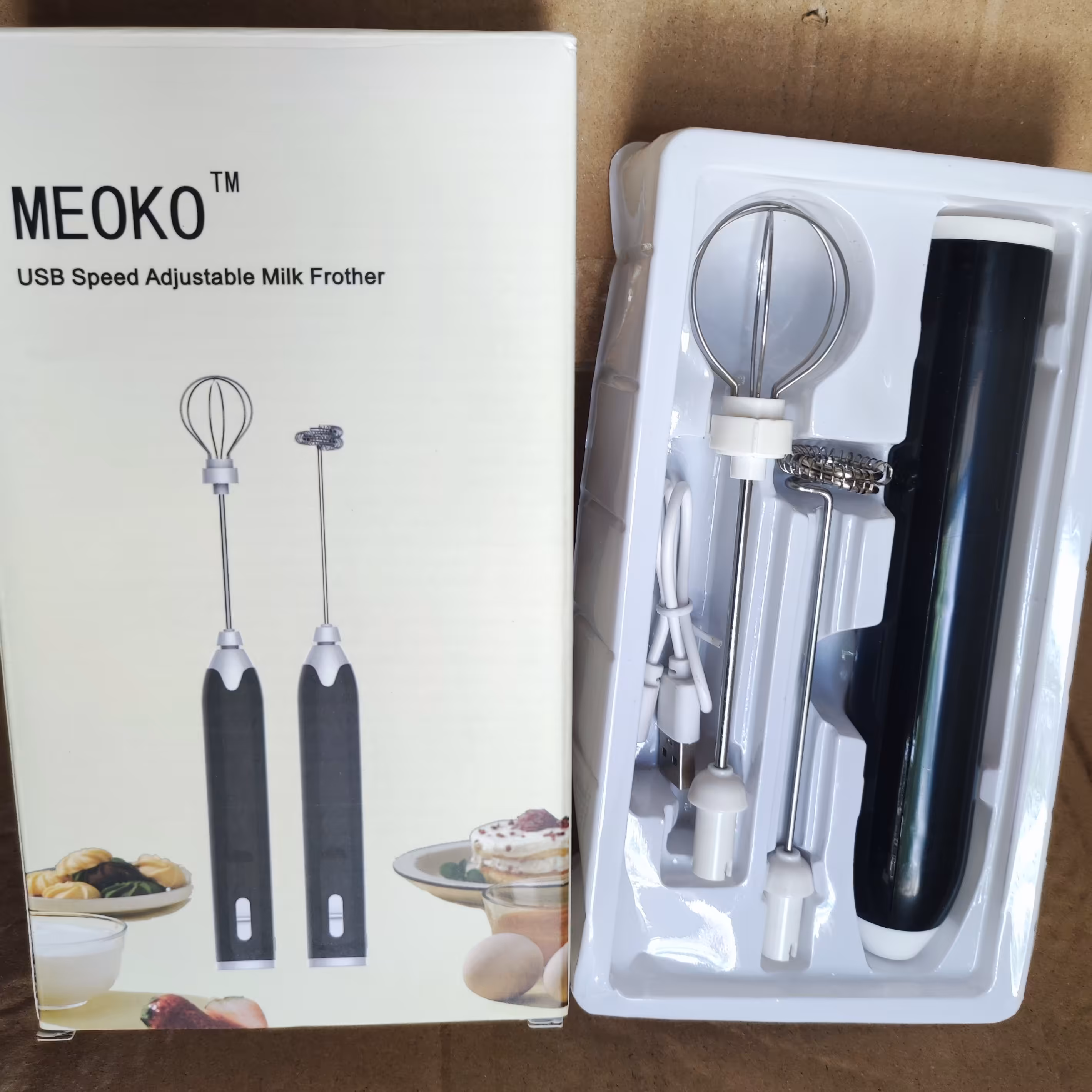 همزن شارژی meoko  دوکاره مناسب برای قهوه و کیک  قابلیت شارژ شدن بسیار شیک