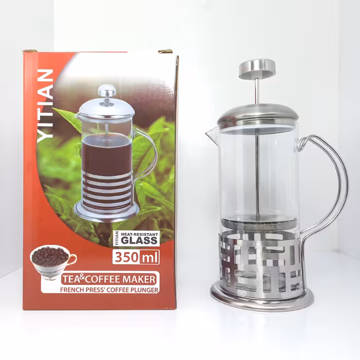 فرنچ پرس 350 میل YITIAN اصل دسته استیل شیشه آنتی شوک ، فوم گیر شیر ، قهوه ساز ، فوم گیر کاپوچینو ، دمنوش ساز ، پس کرایه