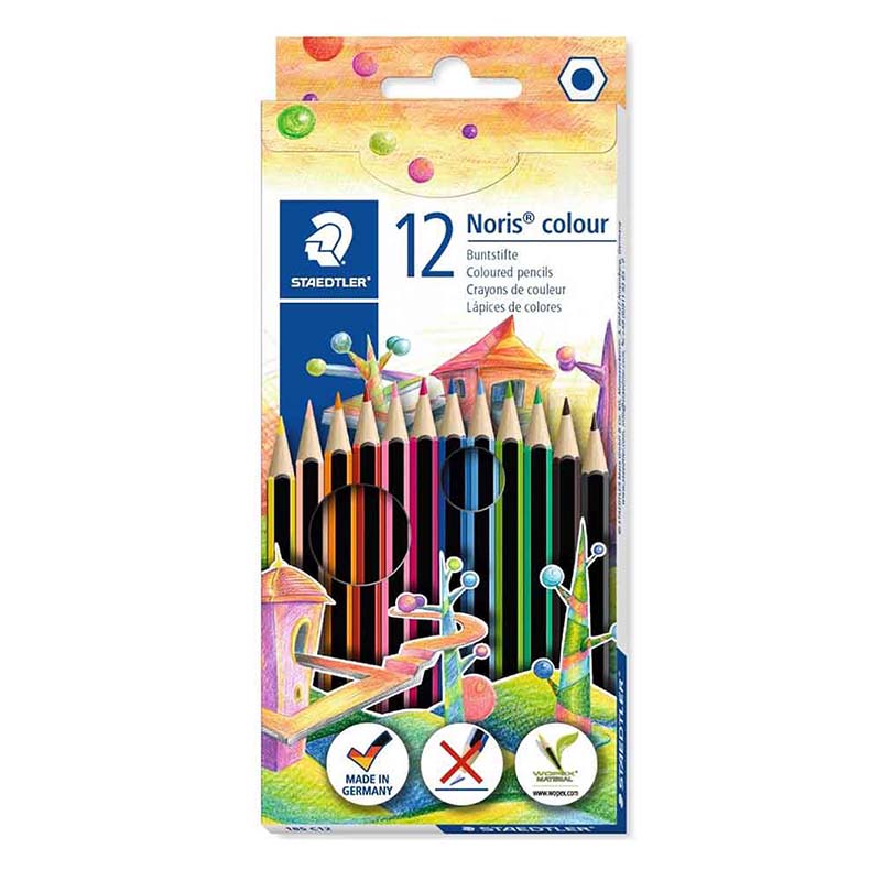 خرید مداد رنگی 12 رنگ جعبه مقوایی استدلر مدل وپکس Noris Colour 185C12