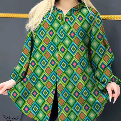 شومیز مجلسی یقه کلاسیک آستین بلند چاکدار