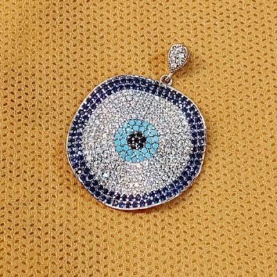 گردنبند نقره مدل چشم نظر گرد بزرگ روکش طلا 925عیار کد 770954