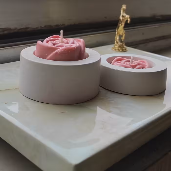 شمعدان سنگی استوانه ای وزن سبک، طرح ساده