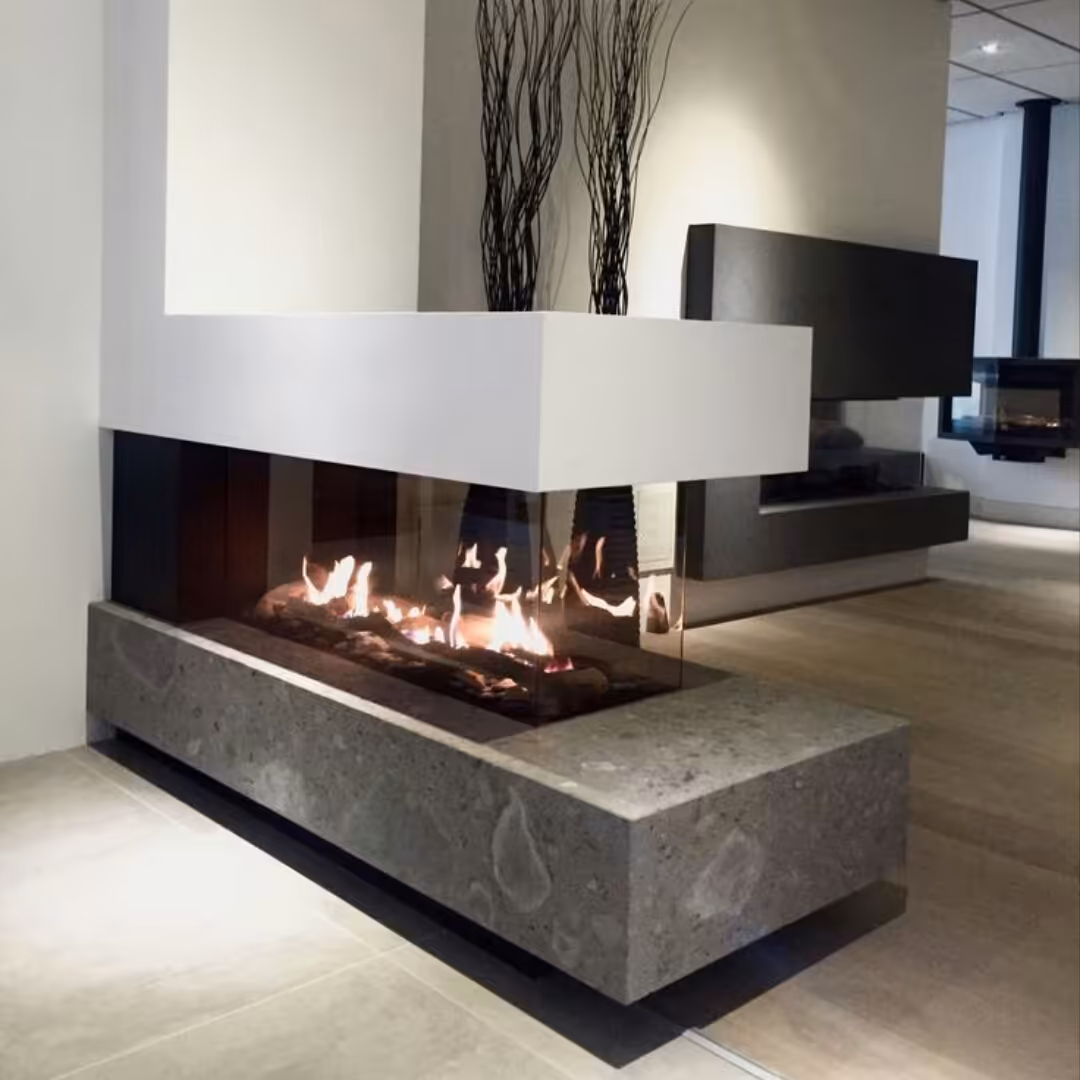 شومینه دیواری سه طرفه تونلی مدرن  